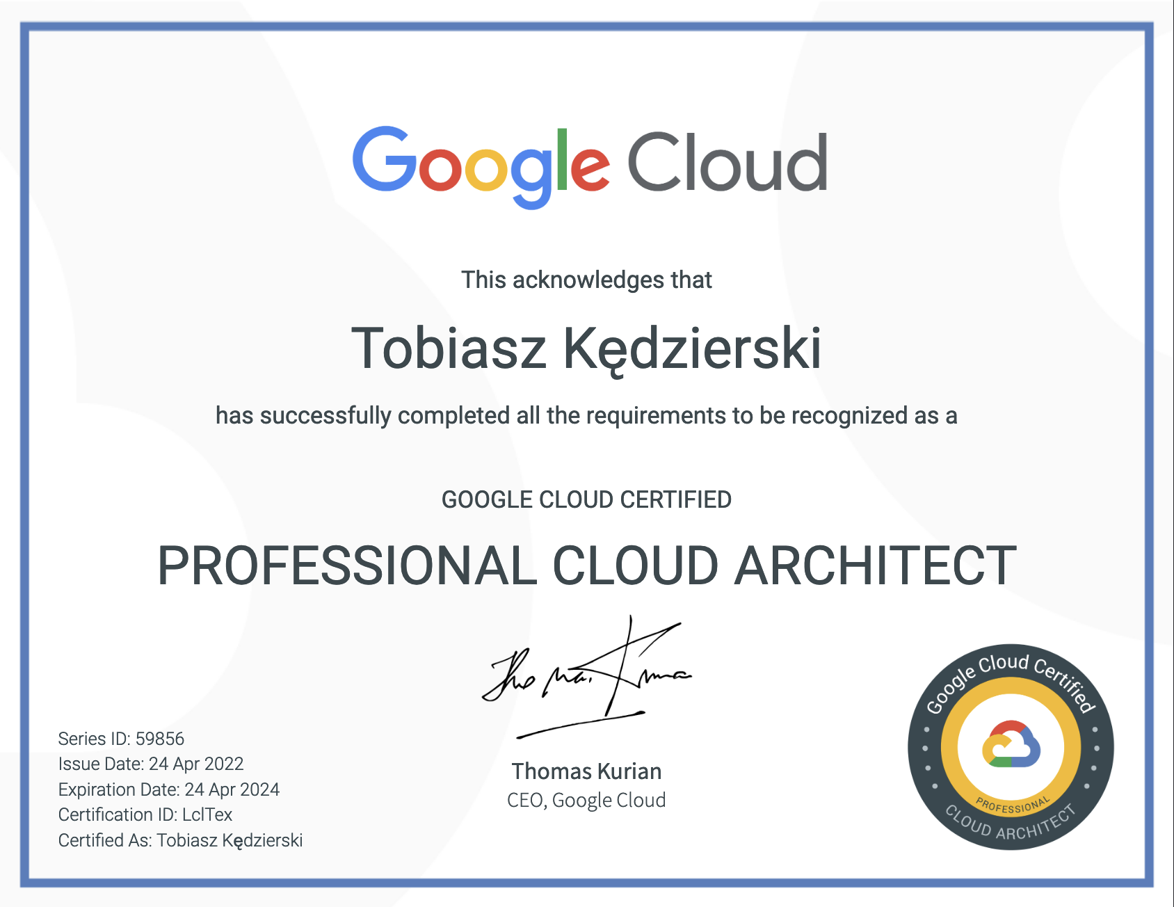 Google Professional Cloud Architect