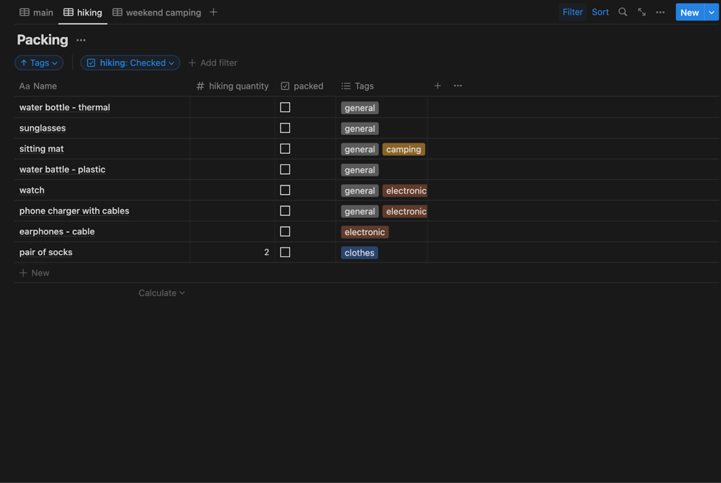 Notion Packing Lists