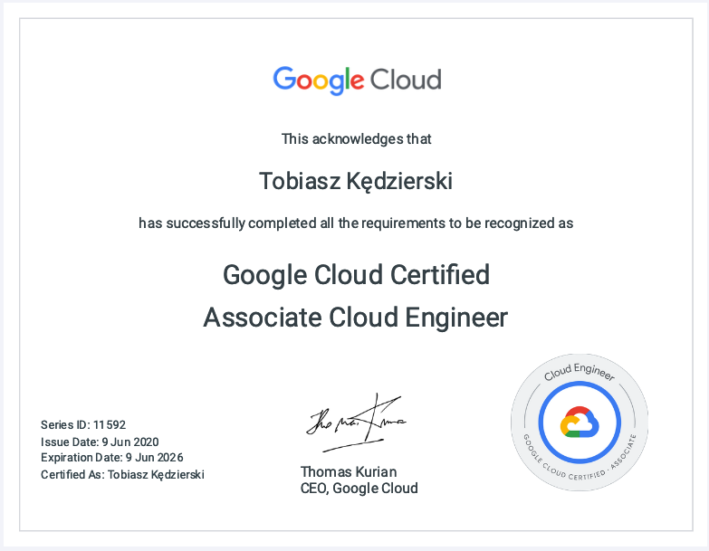 Google Associate Cloud Engineer certficate