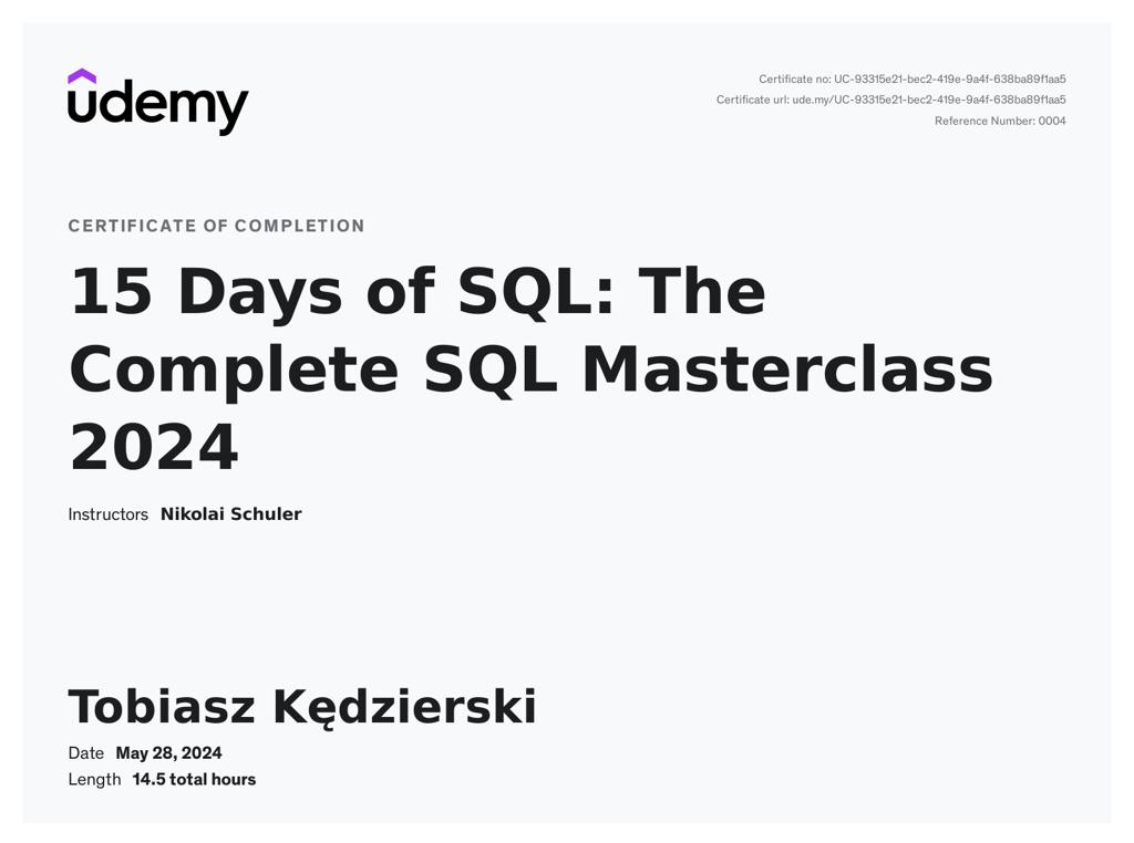 15 day sql course